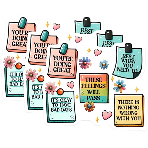 (3 Pack) Positive Affirmation Decals - Motivational Stickers - Encouragement Decal - 3 Inches On Longest Side - Easy Peel & Apply - Made in USA - 3MCS2025