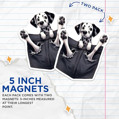 (2 Pack) Dalmatian Dog Magnets - Fridge - Animal Lover Gifts - 5" On Longest Side - for Cars, Fridges, Toolboxes - Made in USA - MAG3976