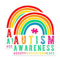 (2 Pack) Autism Awareness Stickers - Rainbow Sticker - Love and Understanding Decal - Colorful Puzzle Piece Design - 5" On Longest Side - Sticks to Smooth Flat Surfaces - Made in USA - BMCS3815