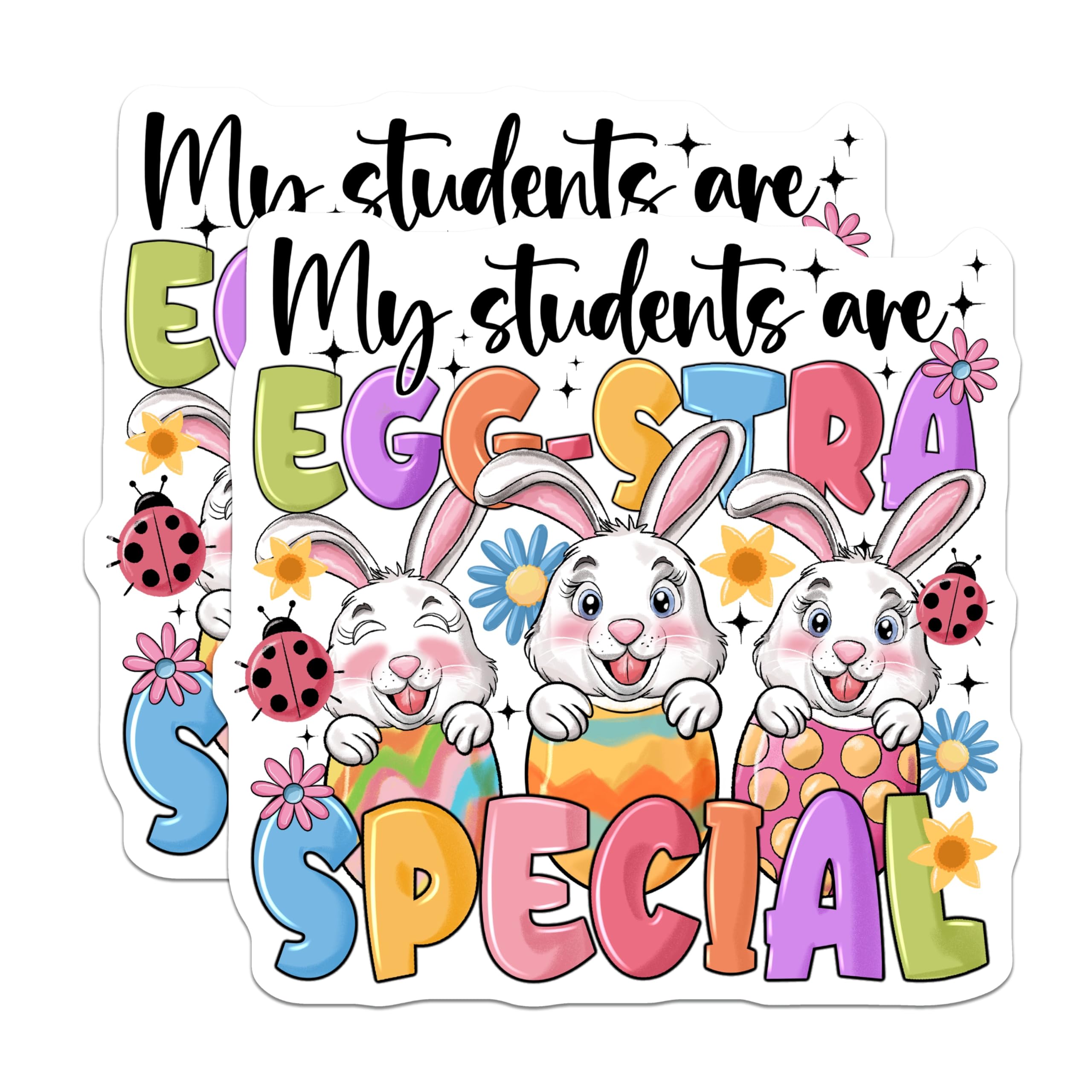 (2 Pack) Teacher Appreciation Magnets - My Students are Eggstra Special Easter Bunny - Spring Classroom Decor for Educators - 5 Inches On Longest Side - Thick Durable Magnet - Made in USA - MAG24535