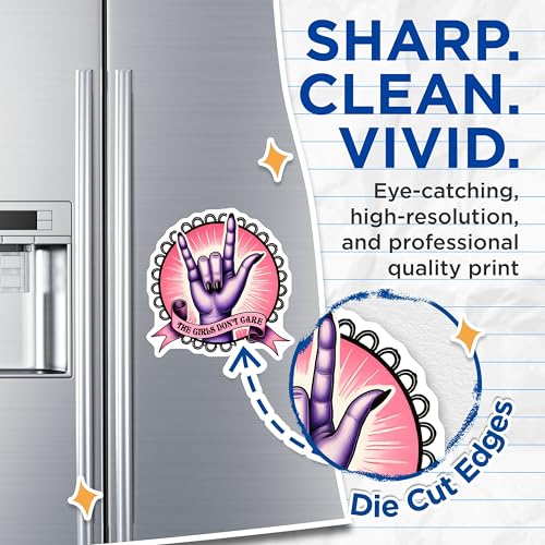 (2 Pack) Rock On Magnets Magnets - Girls Don't Care Design - Hand Gesture Magent Set - 5" On Longest Side - Made in USA - Sticks to Refrigerators & Metal Surfaces - MAG8342
