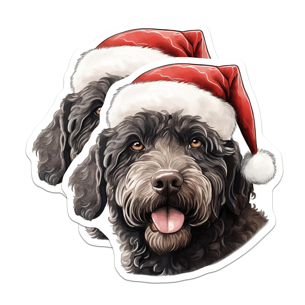 (2 Pack) Christmas Doodle Dog Magnets - Santa Hat Pup Decor - Holiday Pet Refrigerator Magnets - Animal Lover Collection - 5 Inches On Longest Side - Thick Durable Magnet - Made in USA - MAG24385