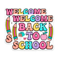 (2 Pack) Welcome Back to School Stickers - Cute School Supplies - Classroom Decoration - 5" On Longest Side - Sticks to Smooth Flat Surfaces - Made in USA - BMCS9127