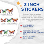 (3 Pack) Anti-Social Butterfly Decals - Quirky Decal - Colorful Insect Decals - 3 Inches On Longest Side - Easy Peel & Apply - Made in USA - 3MCS8496