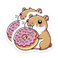 (2 Pack) Hamster Donut Magnets - Cute Kawaii Pet - Foodie Animal Lover Fridge Decor - 5 Inches On Longest Side - Thick Durable Magnet - Made in USA - MAG39189