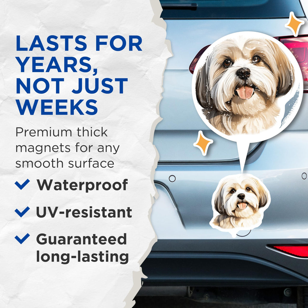 (2 Pack) Shih Tzu Magnets - Dog Breed Pet Lover Decor - Cute Shih Tzu Owner Accessory - Dog Mom Dad - 5 Inches On Longest Side - Thick Durable Magnet - Made in USA - MAG30748