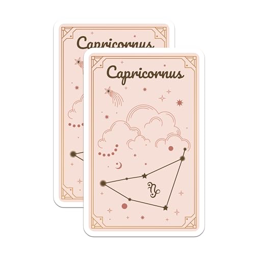 (2 Pack) Capricornus Zodiac Stickers - Constellation Designs - Celestial Sticker Decor - 5" On Longest Side - Sticks to Smooth Flat Surfaces - Made in USA - BMCS9428