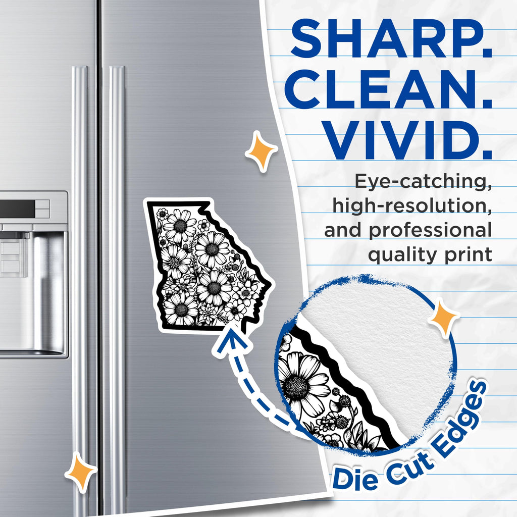 (2 Pack) Georgia State Magnets - Floral Art - Souvenir Refrigerator Magnets - 5" On Longest Side - Premium Magnet - for Cars, Refrigerators, Toolboxes, Lockers - Made in USA - MAG17554