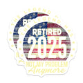 (2 Pack) Retired 2025 Stickers - Patriotic Retirement Stickers - Funny Retirement Celebration Stickers - 5" On Longest Side - Sticks to Any Smooth Flat Surface - Made in USA - BMCS3556