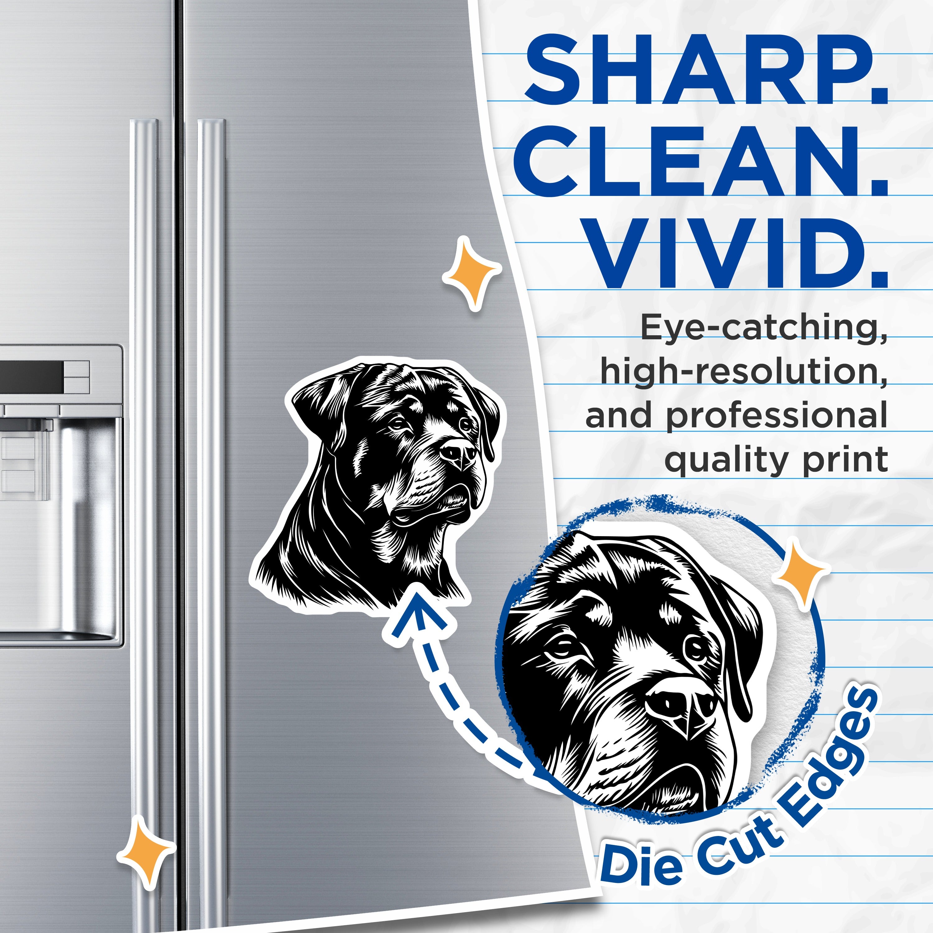 (2 Pack) Rottweiler Dog Magnets - Rottie Breed Lover - Canine Art Decor - Pet Owner Present - Animal Fridge Accessory - 5 Inches On Longest Side - Thick Durable Magnet - Made in USA - MAG36365