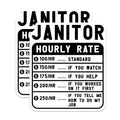 (2 Pack) Janitor Hourly Rate Stickers - Funny Work Stickers - Humor Office Stickers - 5" On Longest Side - Sticks to Smooth Flat Surfaces - Made in USA - BMCS4987