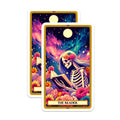 (2 Pack) Skeleton Reader Magnets - Mystical Tarot Card Art - Book Lover Skull Decor - 5 Inches On Longest Side - Thick Durable Magnet - Made in USA - MAG20244