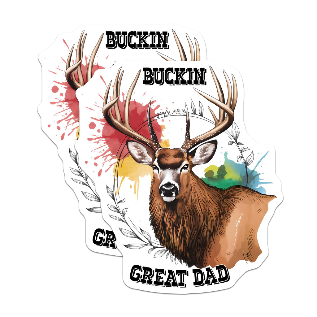 (2 Pack) Buckin Great Dad Magnets - Father's Day - Deer Antlers - 5" On Longest Side - Premium Magnet - for Cars, Refrigerators, Toolboxes, Lockers - Made in USA - MAG15895