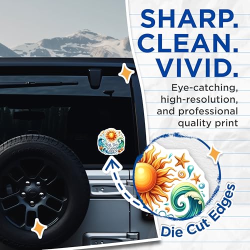 (2 Pack) High Tides Good Vibes Stickers - 5" On Longest Side - Sticks to Smooth Flat Surfaces - Made in USA - BMCS9271 - BMCS9271