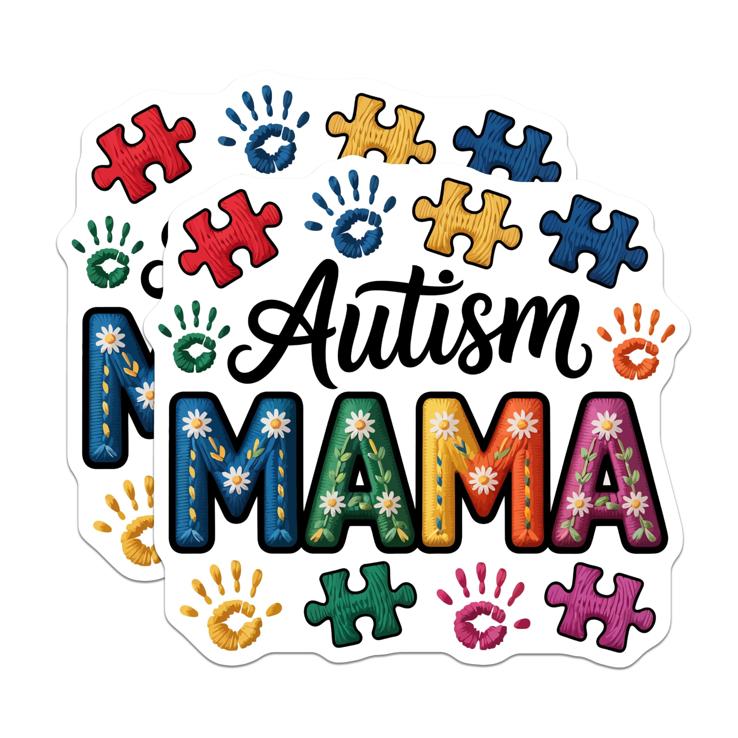 (2 Pack) Autism Mama Magnets - Puzzle Piece Support - Awareness for Special Needs Mom - 5 Inches On Longest Side - Thick Durable Magnet - Made in USA - MAG20570