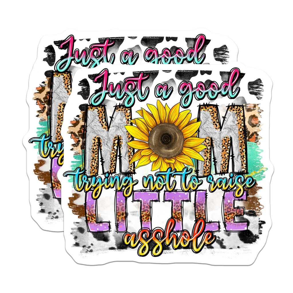 (2 Pack) Sarcastic Mom Quote Magnets - Funny Mother's Day Decor - Sunflower Leopard Print - 5 Inches On Longest Side - Thick Durable Magnet - Made in USA - MAG28848