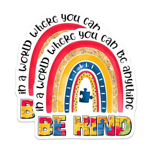 (2 Pack) Be Kind Magnets Magnets - Inspirational Quote - Rainbow Puzzle Piece - 5" On Longest Side - Made in USA - Sticks to Refrigerators & Metal Surfaces - MAG8420