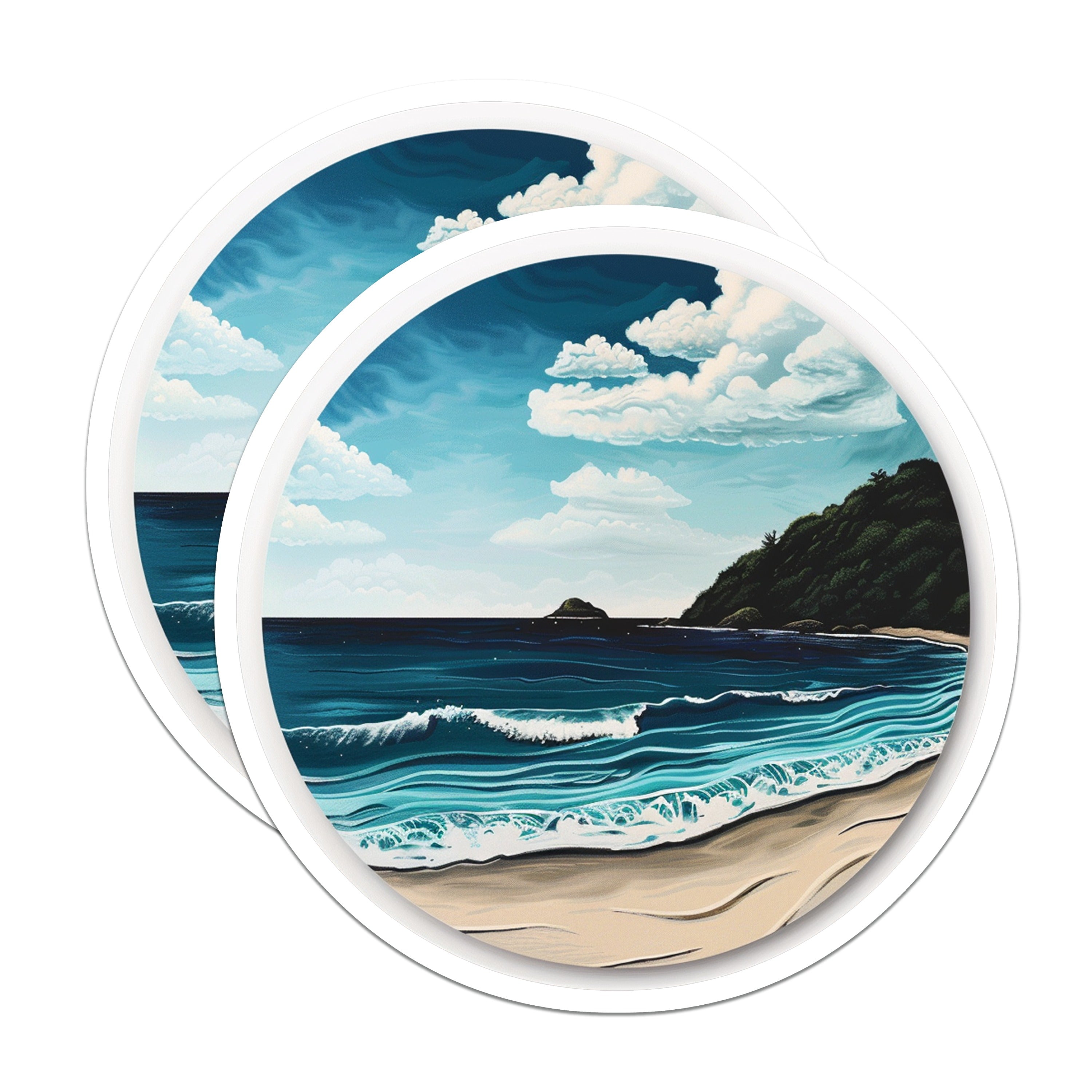 (2 Pack) Beach Ocean Waves Magnets - Tropical Seascape Art - Coastal Home Decor - Summer Vacation Vibe - 5 Inches On Longest Side - Thick Durable Magnet - Made in USA - MAG37266