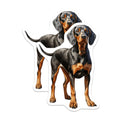 (2 Pack) Black Tan Coonhound Magnets - Hound Dog Art Print - Pet Owner Refrigerator Decor Display - 5 Inches On Longest Side - Thick Durable Magnet - Made in USA - MAG30067