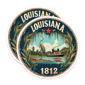 (2 Pack) Louisiana Magnets - State Pride Decor - Heron Steamship Fridge Magnets - 5" On Longest Side - Premium Magnet - for Cars, Refrigerators, Toolboxes, Lockers - Made in USA - MAG15872