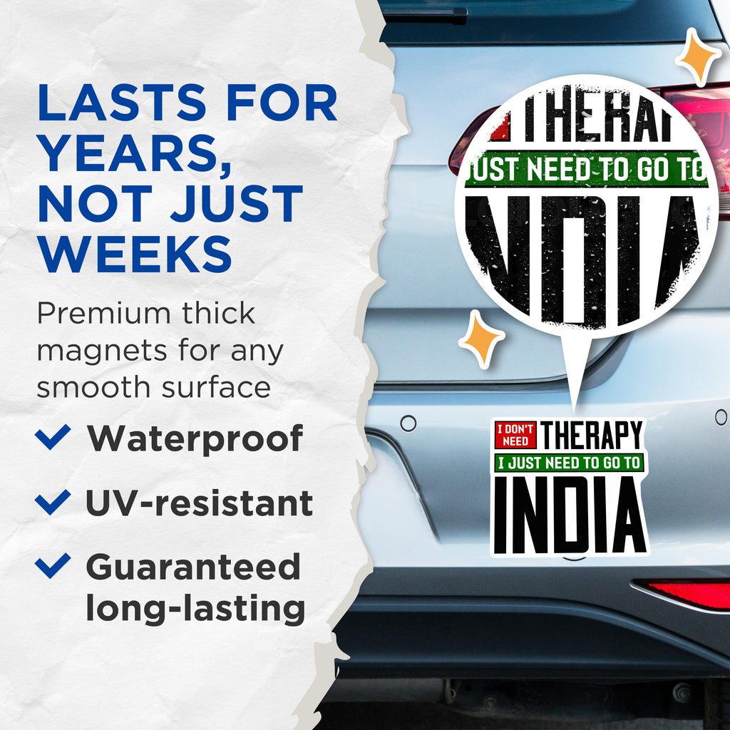 (2 Pack) India Travel Magnets - Wanderlust Refrigerator Decor - Humorous India Souvenir - 5 Inches On Longest Side - Thick Durable Magnet - Made in USA - MAG37260