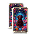 (2 Pack) Chocolate Labrador Stickers - Astrology Dog Stickers - Floral Dog Stickers - 5" On Longest Side - Sticks to Smooth Flat Surfaces - Made in USA - BMCS4811