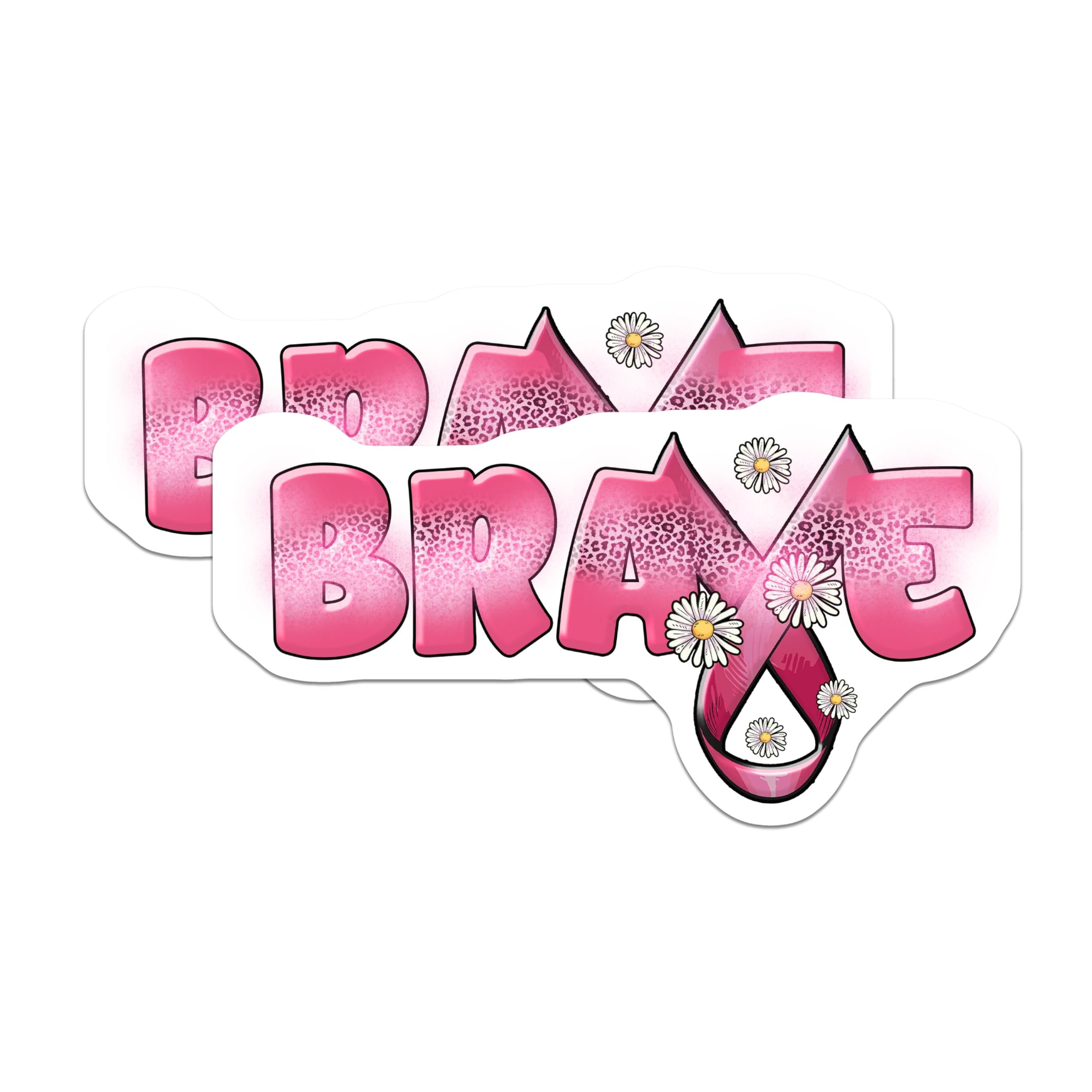 (2 Pack) Brave Magnets - Pink Leopard Print - Daisy Flower Magnets - 5" On Longest Side - Premium Magnet - for Cars, Refrigerators, Toolboxes, Lockers - Made in USA - MAG16811