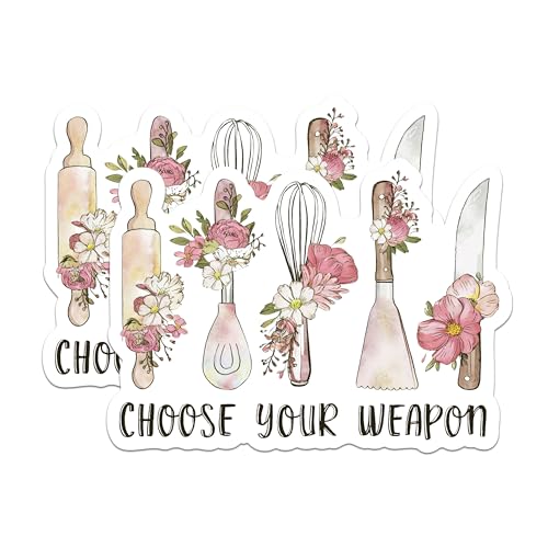 (2 Pack) Choose Your Weapon Magnets - Funny Kitchen Magnets - Floral Utensils Magnets- 5" On Longest Side - for Fridges, Toolboxes, Cars - Made in USA - MAG2874