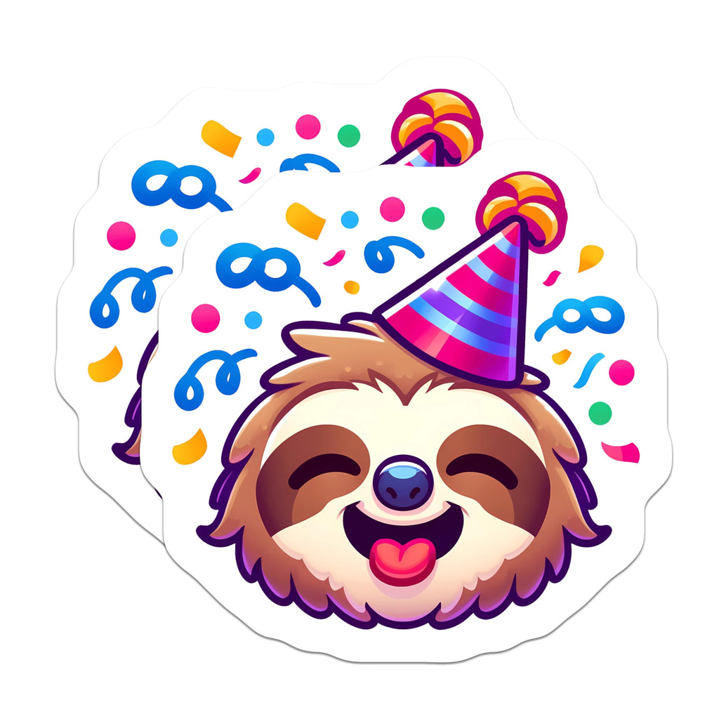 (2 Pack) Party Sloth Magnets - Birthday Celebration - Happy Animal Decor - 5 Inches On Longest Side - Thick Durable Magnet - Made in USA - MAG20878
