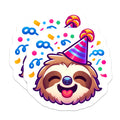 (2 Pack) Party Sloth Magnets - Birthday Celebration - Happy Animal Decor - 5 Inches On Longest Side - Thick Durable Magnet - Made in USA - MAG20878
