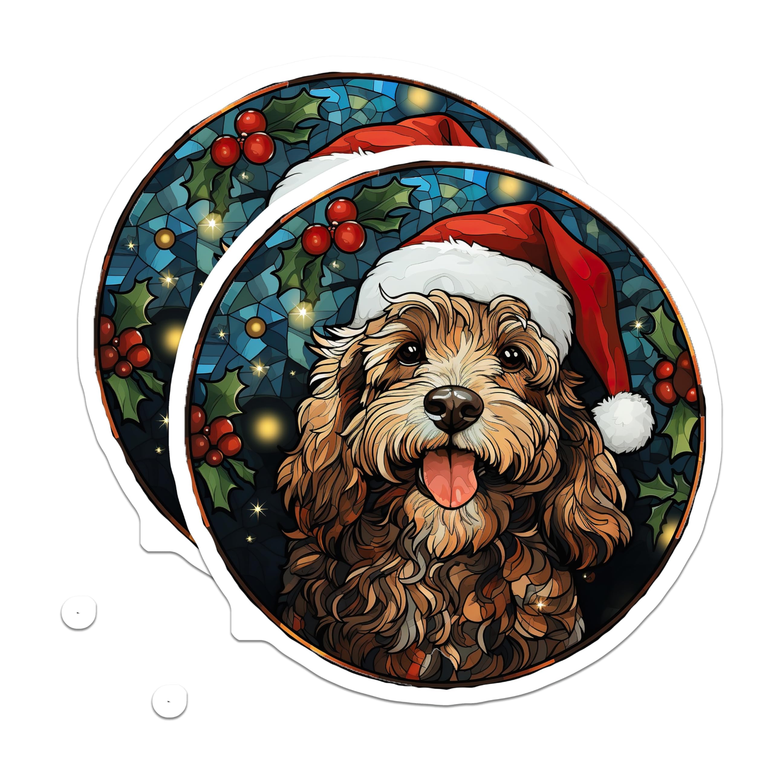 (2 Pack) Christmas Cockapoo Magnets - Santa Hat Dog Art - Festive Puppy Decor for Refrigerator - 5 Inches On Longest Side - Thick Durable Magnet - Made in USA - MAG26414