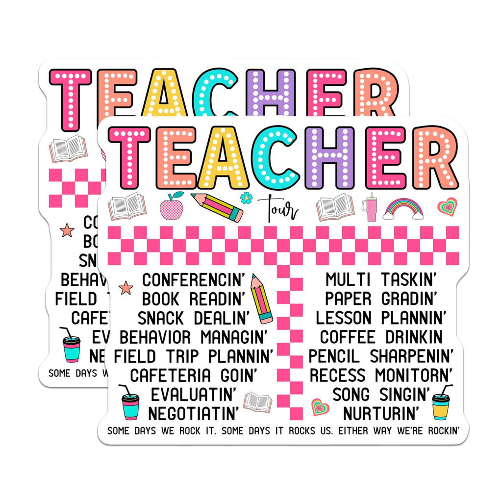 (2 Pack) Teacher Stickers - Classroom Decor - Teacher Appreciation - 5" On Longest Side - Sticks to Smooth Flat Surfaces - Made in USA - BMCS9126 - School Supplies