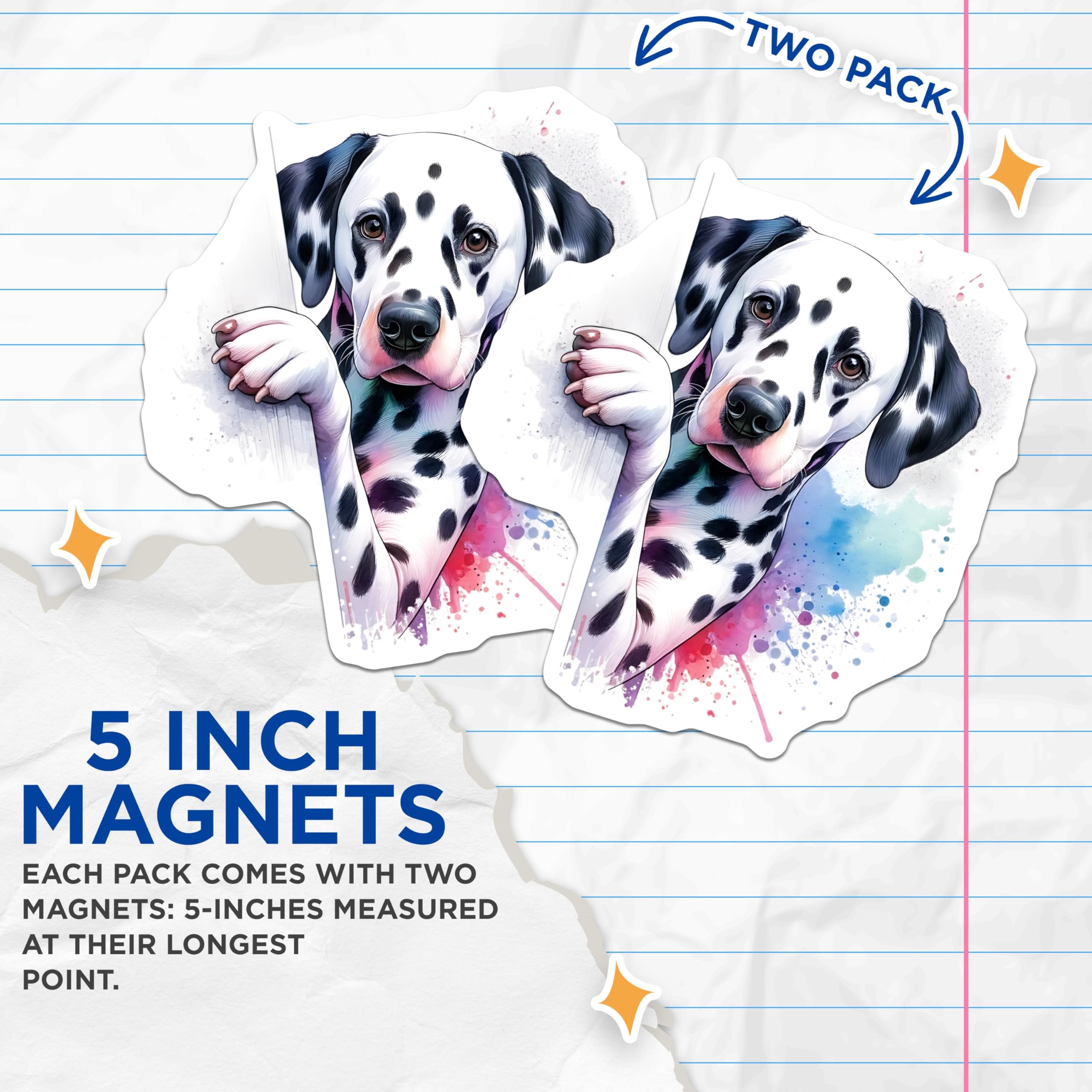(2 Pack) Dalmatian Dog Magnets - Cute Animal Magnet - Refrigerator Magnets - Dog Lover Gift - 5" On Longest Side - Premium Magnet - for Cars, Refrigerators, Toolboxes, Lockers - Made in USA - MAG16296