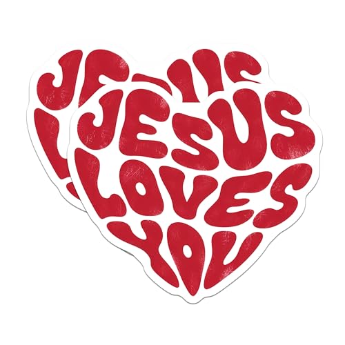 (2 Pack) Jesus Loves You Magnets Magnets - Heart Shaped Magnet Decor - Inspirational Magnet for Fridge - 5" On Longest Side - Made in USA - Sticks to Refrigerators & Metal Surfaces - MAG8932
