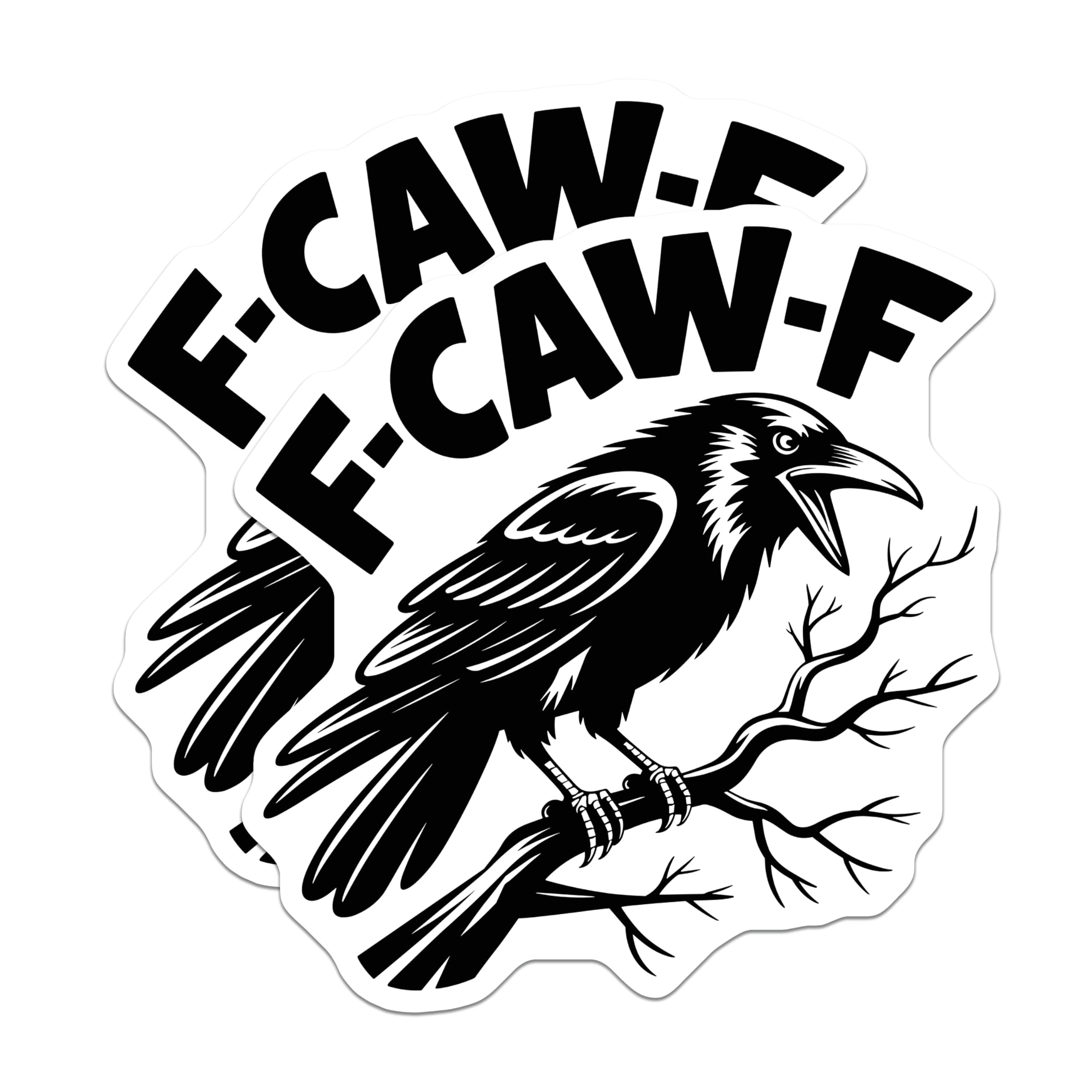 (2 Pack) F CAW F Raven Magnets - Bird Design - Corvus Themed Decor - 5" On Longest Side - Premium Magnet - for Cars, Refrigerators, Toolboxes, Lockers - Made in USA - MAG14148