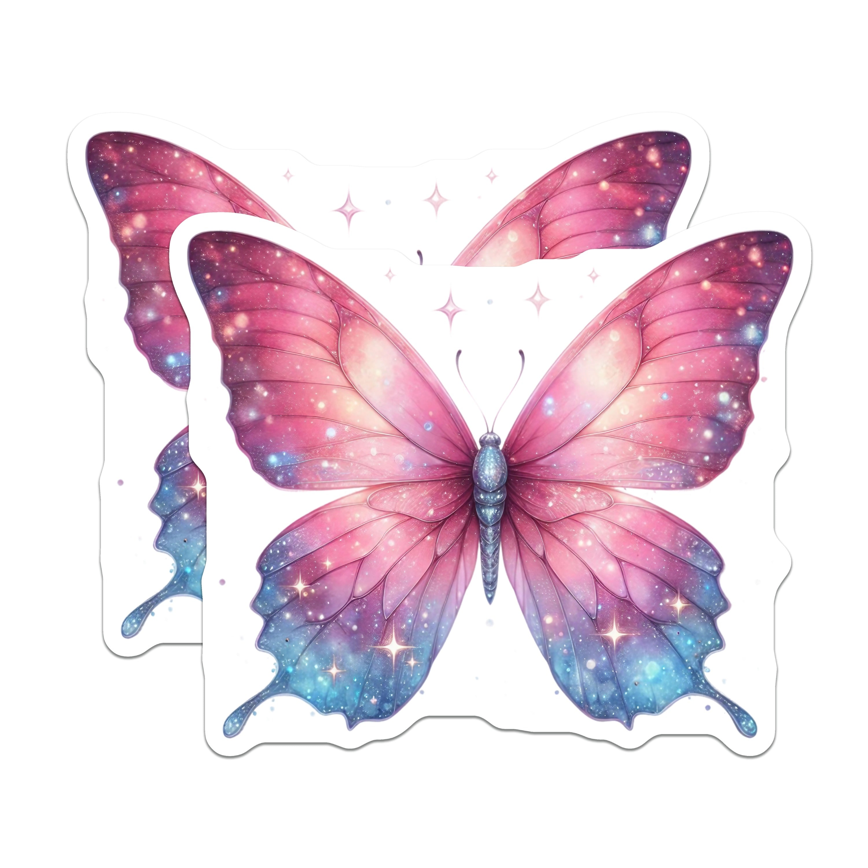 (2 Pack) Galaxy Butterfly Magnets - Celestial Dreamy Aesthetic Decor - Pink Blue Purple Whimsical Art - 5 Inches On Longest Side - Thick Durable Magnet - Made in USA - MAG39351