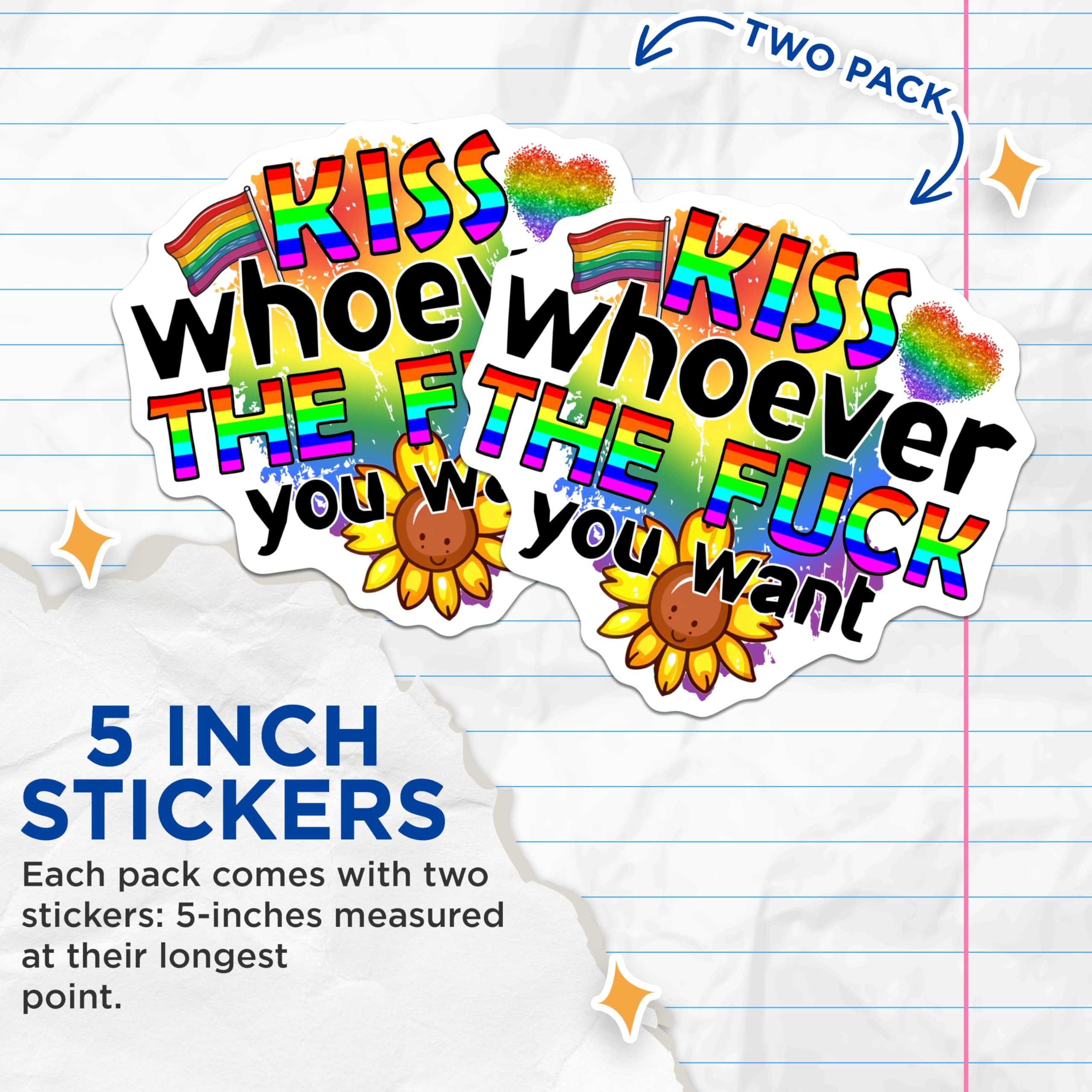 (2 Pack) Kiss Whoever The Fuck You Want Stickers - 5" On Longest Side - Sticks to Smooth Flat Surfaces - Made in USA - BMCS9192 - BMCS9192