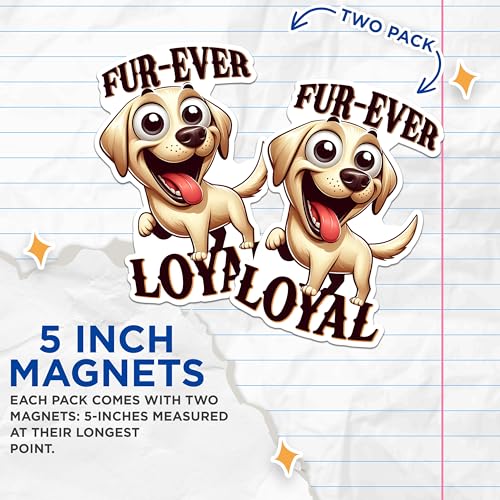 (2 Packs) Fur-Ever Loyal Golden Lab Magnets - Lab Dog Breed Magnets - 5 Inches On Longest Side - Premium Magnet - for Fridges, Toolboxes, Cars - Made in USA - MAG2412