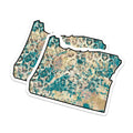 (2 Pack) Oregon State Magnets - Teal and Beige Design - State Map Decorations - 5" On Longest Side - Premium Magnet - for Cars, Refrigerators, Toolboxes, Lockers - Made in USA - MAG18641