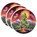 (3 Pack) Alien Campfire Decals - Sci-Fi Art - Laptop Decals - 3 Inches On Longest Side - Easy Peel & Apply - Made in USA - 3MCS2841