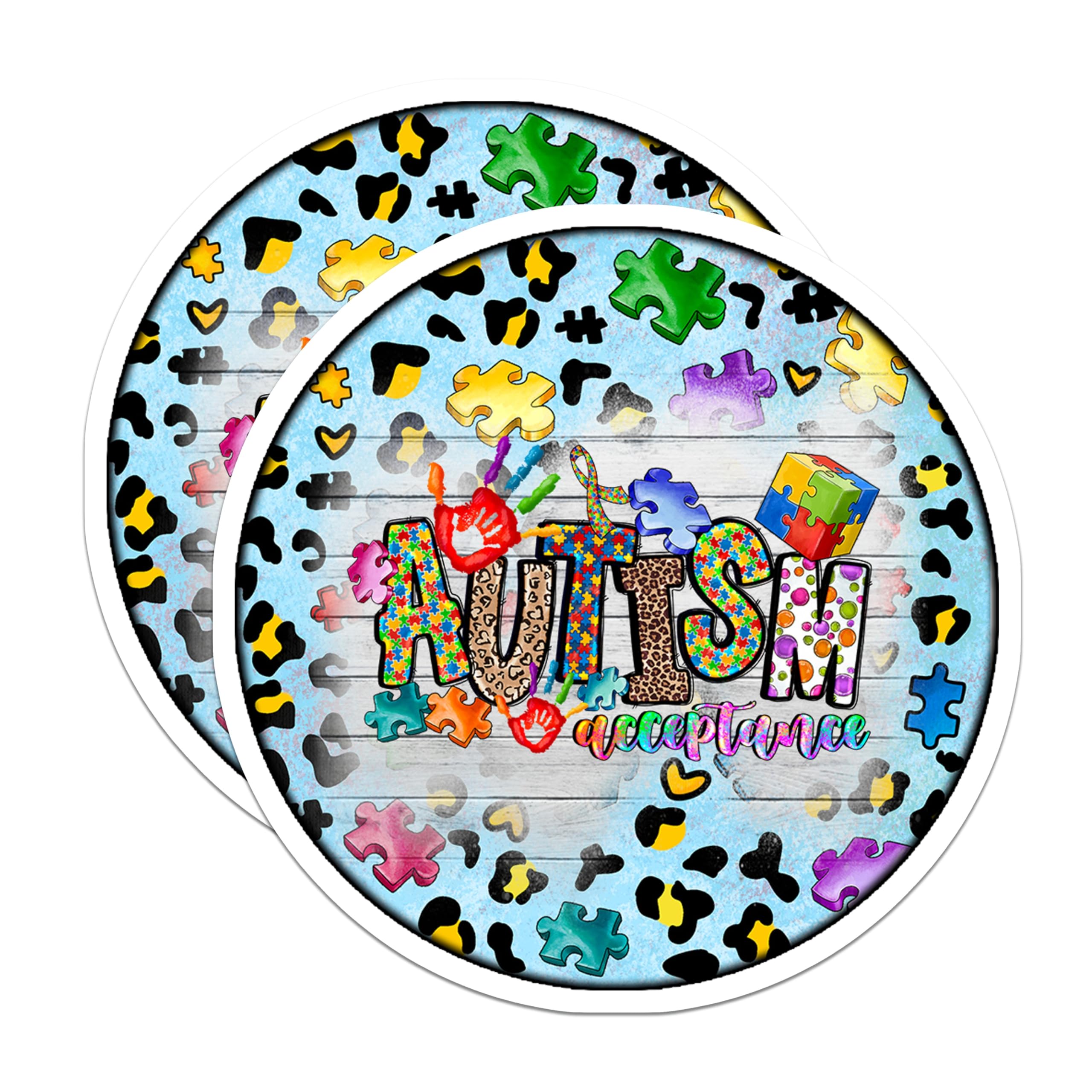 (2 Pack) Autism Acceptance Magnets - Puzzle Piece Awareness - Neurodiversity Support Decor - 5 Inches On Longest Side - Thick Durable Magnet - Made in USA - MAG24570