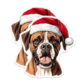 (2 Pack) Festive Boxer Dog Magnets - Christmas Pet Fridge Decoration - Santa Hat Canine Art for Animal Lovers - 5 Inches On Longest Side - Thick Durable Magnet - Made in USA - MAG24554