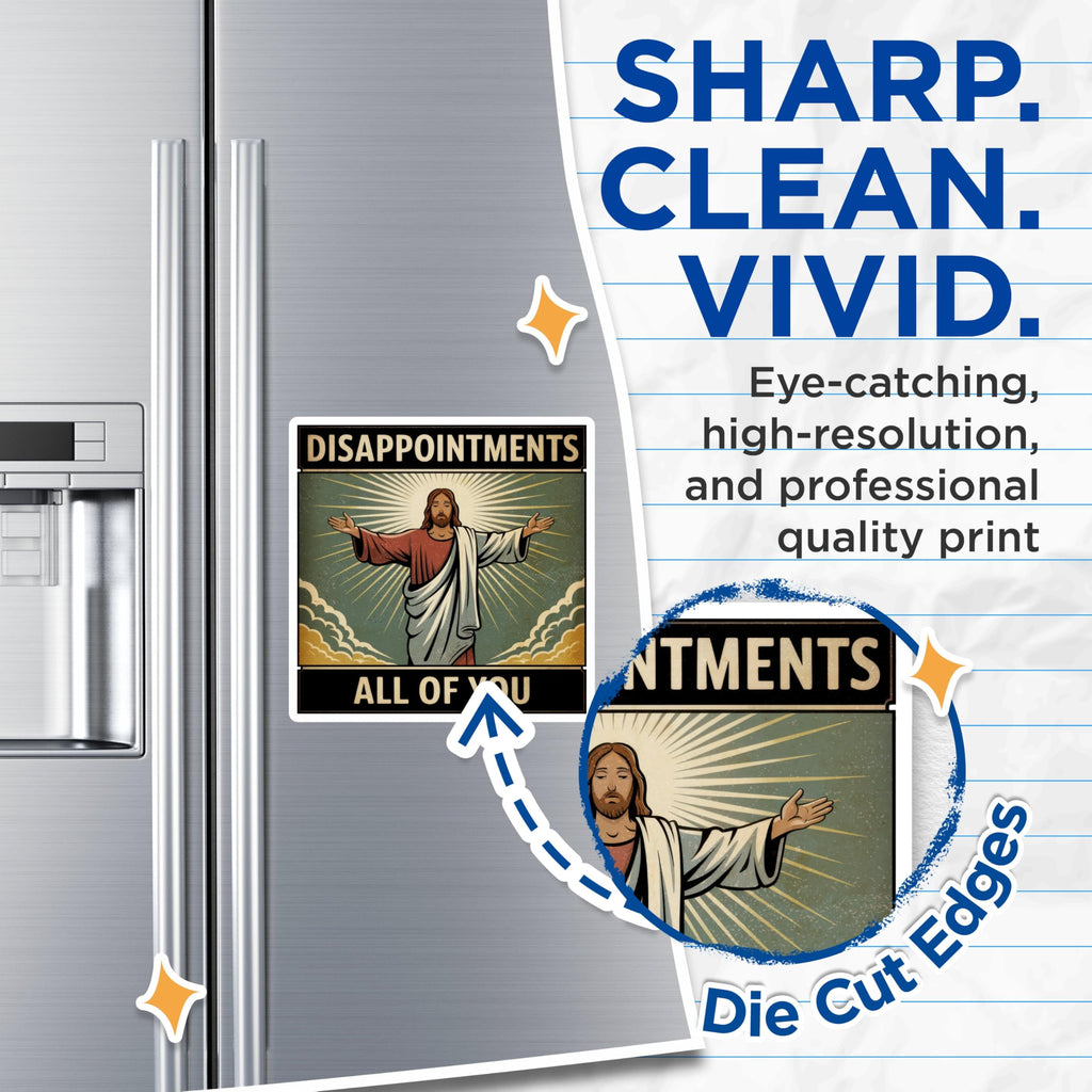 (2 Pack) Disappointments All of You Magnets - Funny Motivational Magnets - Inspirational Office Decor Magnets - 5" On Longest Side - for Cars, Refrigerators, Toolboxes, Lockers - Made in USA BMCS3435