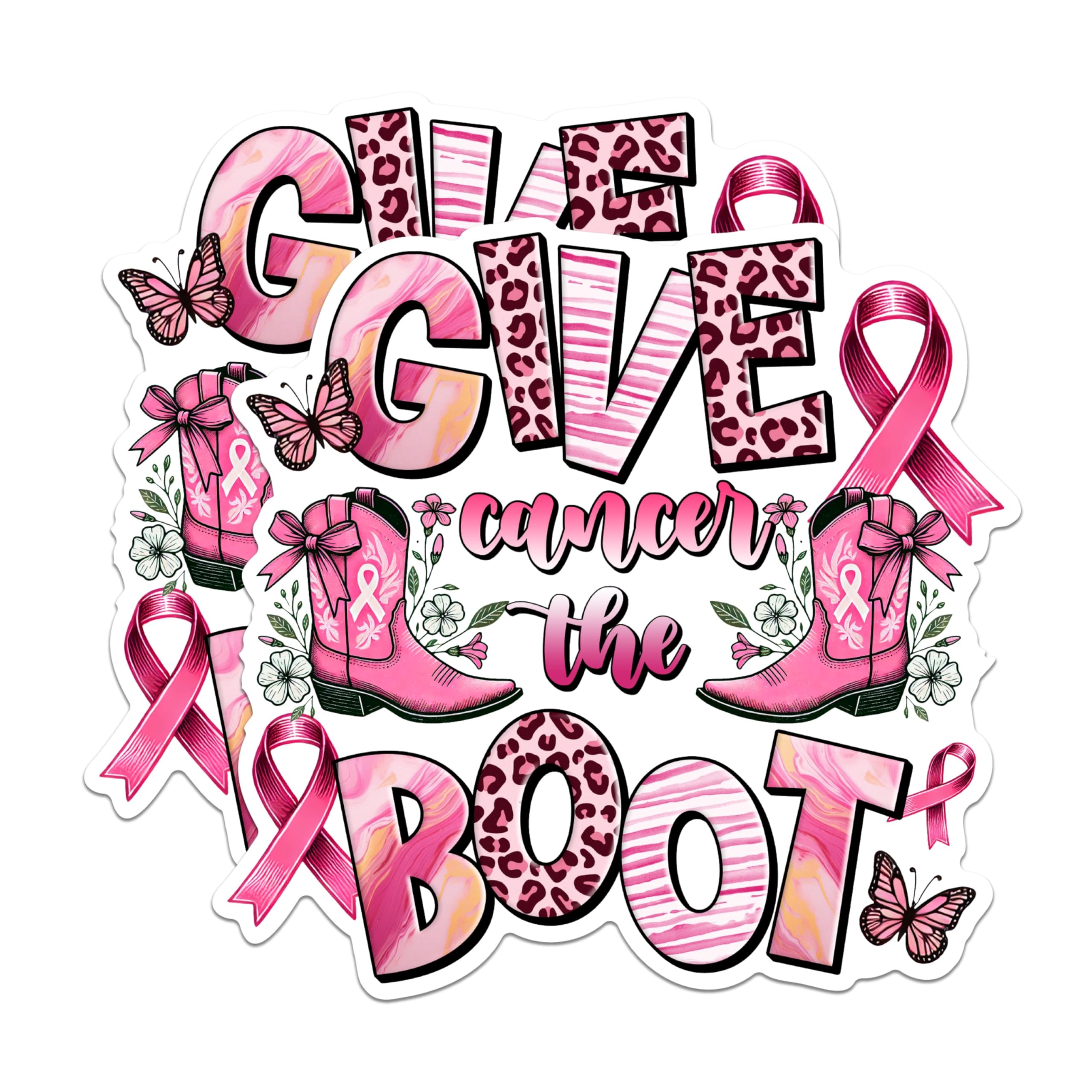 (2 Packs) Give Cancer The Boot Magnets - Breast Cancer Awareness Magnets - 5 Inches On Longest Side - Premium Magnet - for Fridges, Toolboxes, Cars - Made in USA - MAG2434