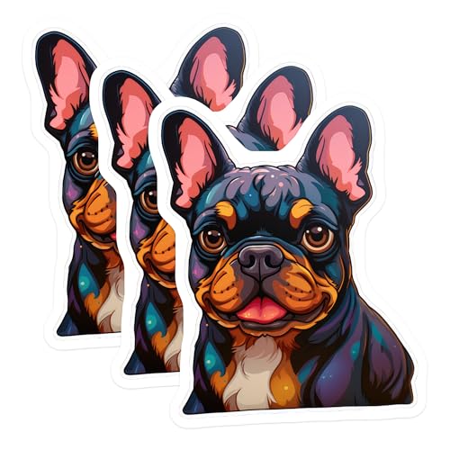(3 Pack) French Bulldog Decals - Puppy Dog Breed Stickers - Pet Lover Decoration - 3 Inches On Longest Side - Easy Peel & Apply - Made in USA - 3MCS2706