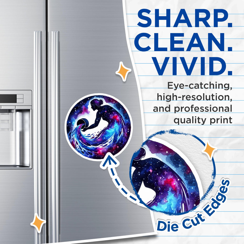 (2 Pack) Aquarius Woman Zodiac Magnets - Astrology Star Sign - Celestial Universe Decor - 5" On Longest Side - Premium Magnet - for Cars, Refrigerators, Toolboxes, Lockers - Made in USA - MAG16250