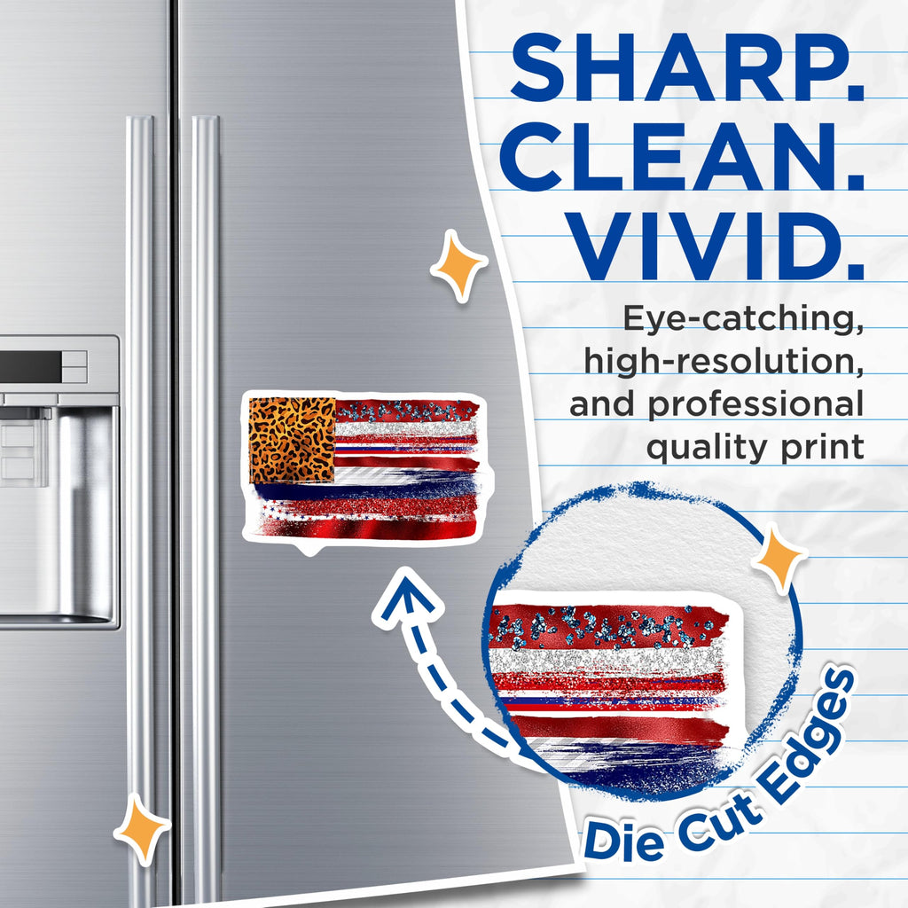 (2 Pack) Leopard American Flag Magnets - Patriotic USA Grunge Decor - Distressed Animal Print Style for Proud Americans - 5 Inches On Longest Side - Thick Durable Magnet - Made in USA - MAG29867