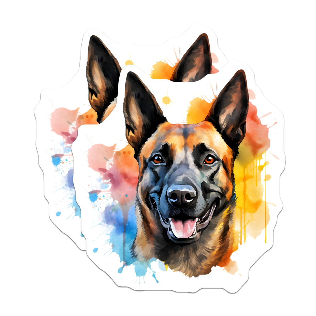 (2 Pack) Belgian Malinois Dog Magnets - Watercolor Pet Art - Dog Lover Fridge Decor - 5 Inches On Longest Side - Thick Durable Magnet - Made in USA - MAG27648