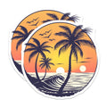 (2 Pack) Sunset Beach Magnets - Tropical Palm Tree Ocean Waves - Retro Beach House Decor - 5 Inches On Longest Side - Thick Durable Magnet - Made in USA - MAG36877