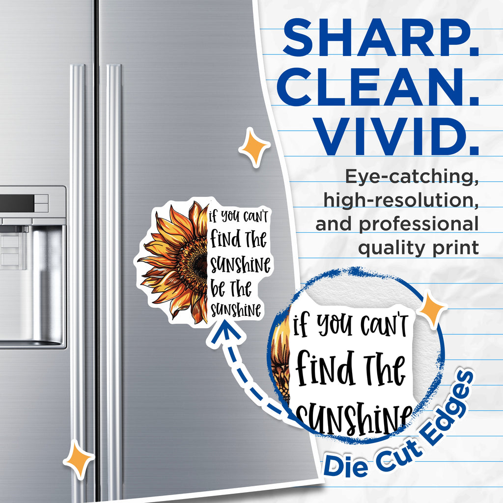 (2 Pack) Sunshine Sunflower Magnets - Inspirational Quote - Refrigerator Locker Decor - Daily Positivity Motto for Friends Family - 5" - Thick Durable Magnet - Made in USA - MAG39641